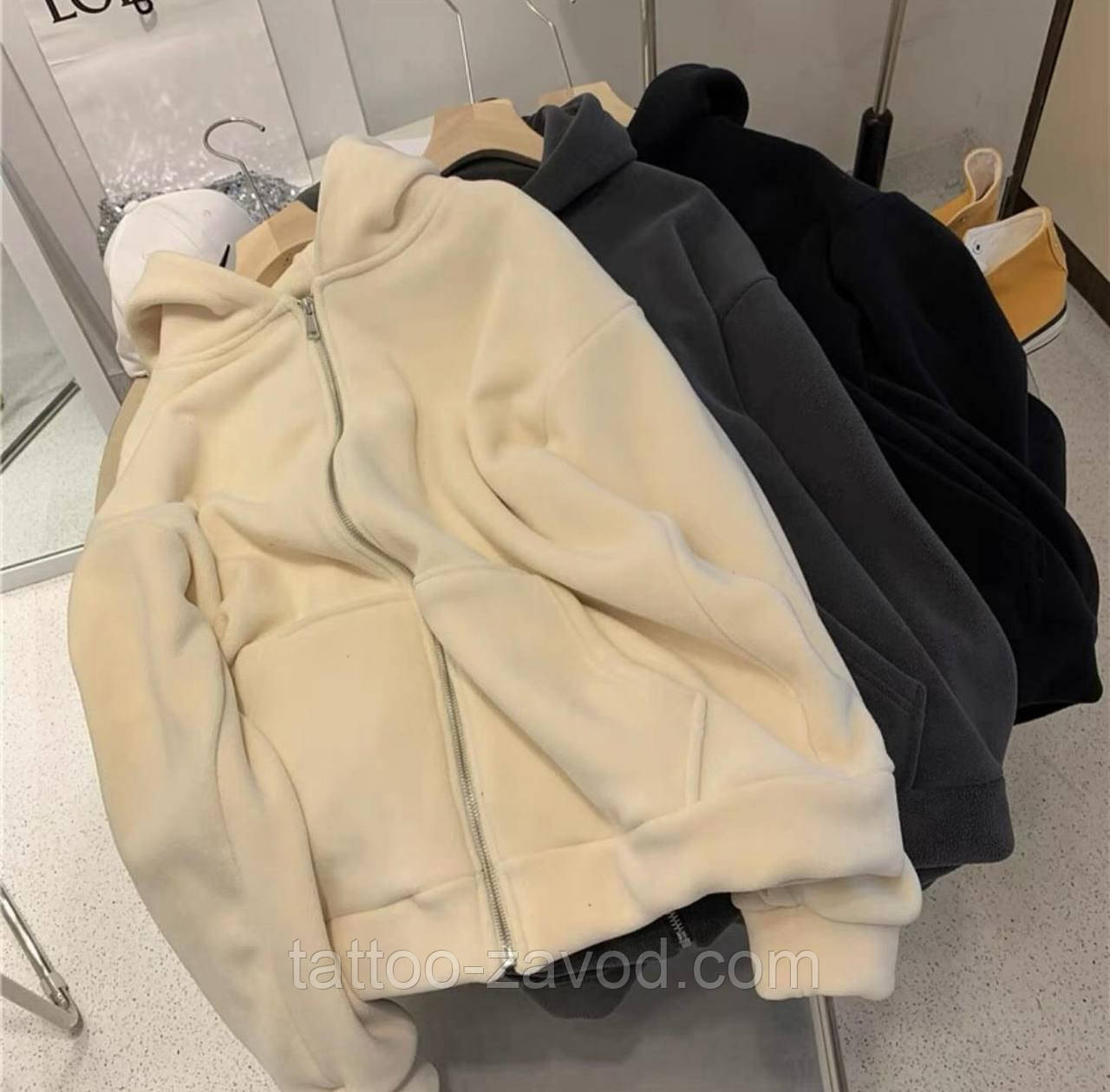 Флісова толстовка на блискавці з капюшоном і кишенями 42-46 48-54, фото 1