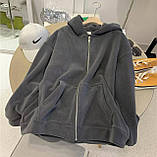 Флісова толстовка на блискавці з капюшоном і кишенями 42-46 48-54, фото 7