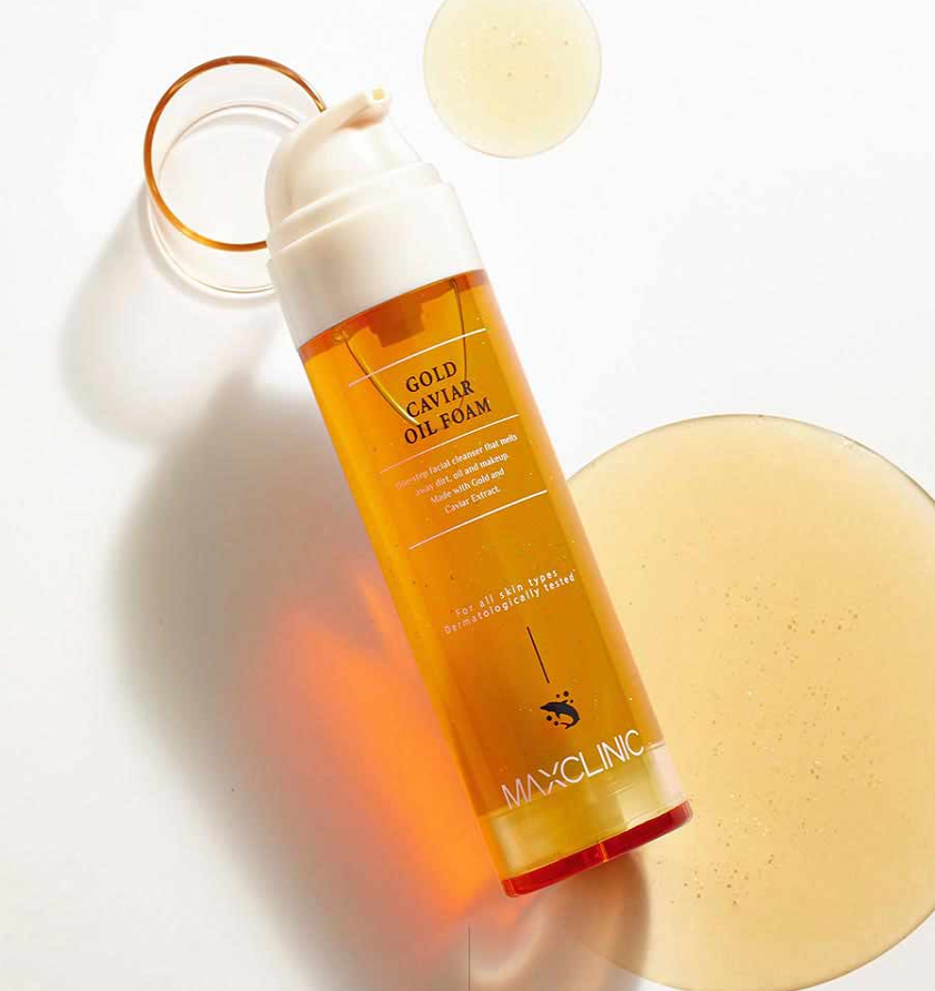 Гідрофільна олія-пінка для вмивання з екстрактом ікри та частинками золота GOLD CAVIAR OIL FOAM Maxclinic 110g, фото 1