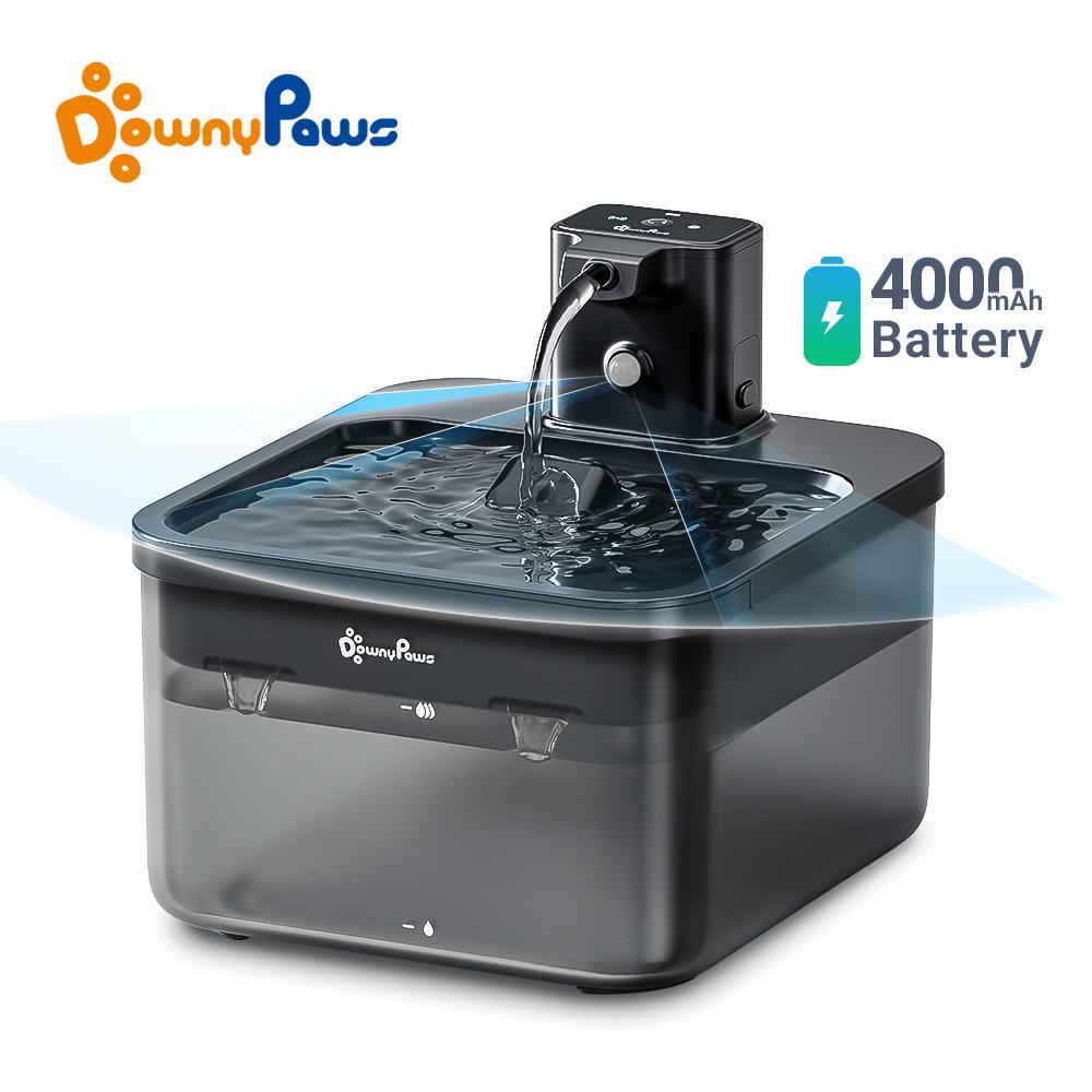 Автопоїлка для домашніх тварин DownyPaws 2.5 л, бездротова, з датчиком руху, для котів і собак, акумуляторна
