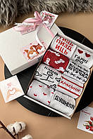 Набір жіночих шкарпеток 8 пар з гумором у подарунковій коробці, прикольні шкарпетки для дівчини, Жіночі носки