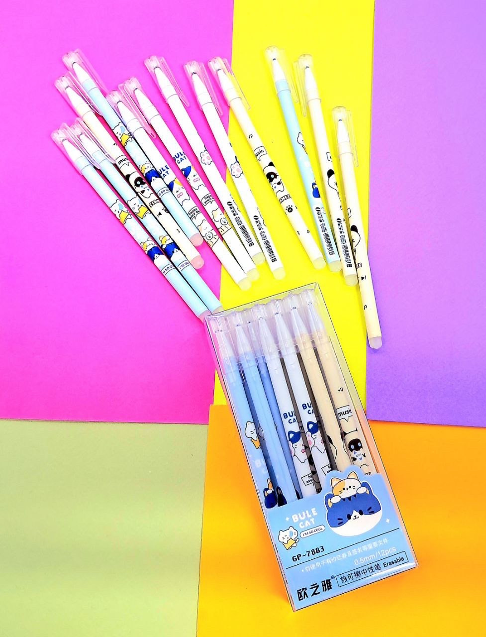 Ручка гелева Пиши-Стирай 0.5 мм синя Котик, фото 1