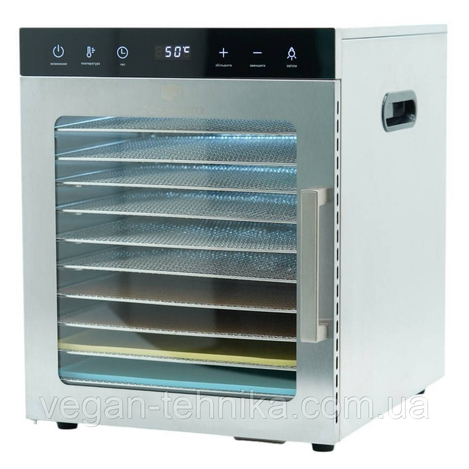 Професійний дегідратор Tekhniko DH-08H-SS (8 сталевих лотків) — сушарка для фруктів, овочів, м'яса, грибів, фото 1