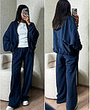 Костюм жіночий кофта на блискавці без капюшона та штани прямого крою з шовчиком спереду оверсайз двонитка 42-46, фото 2