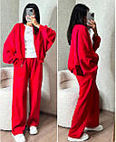 Костюм жіночий кофта на блискавці без капюшона та штани прямого крою з шовчиком спереду оверсайз двонитка 42-46, фото 4