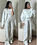 Костюм жіночий кофта на блискавці без капюшона та штани прямого крою з шовчиком спереду оверсайз двонитка 42-46, фото 6