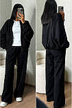 Костюм жіночий кофта на блискавці без капюшона та штани прямого крою з шовчиком спереду оверсайз двонитка 42-46, фото 8