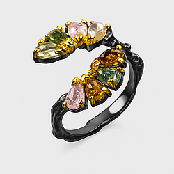 Турмалін різнокольоровий срібне кільце, 0568ЛТ