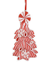 Ялинкова підвіска Ялинка-карамелька зі сніжинками 11 см