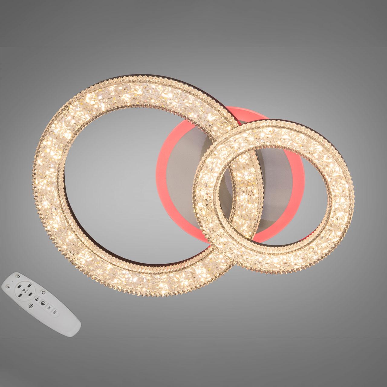 Світлодіодна люстра 42 Вт з підсвічуванням основи та пультом д/к колір каркасу чорний D-3314/2BK LED 3color, фото 1