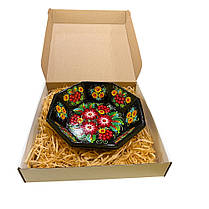 Цукерниця ручної роботи "Вогняні квіти" 22*5 см., з петриківським розписом, у подарунковій упаковці, фото 5