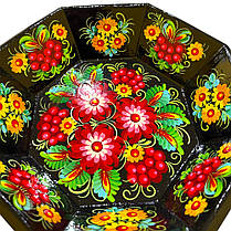 Цукерниця ручної роботи "Вогняні квіти" 22*5 см., з петриківським розписом, у подарунковій упаковці, фото 3