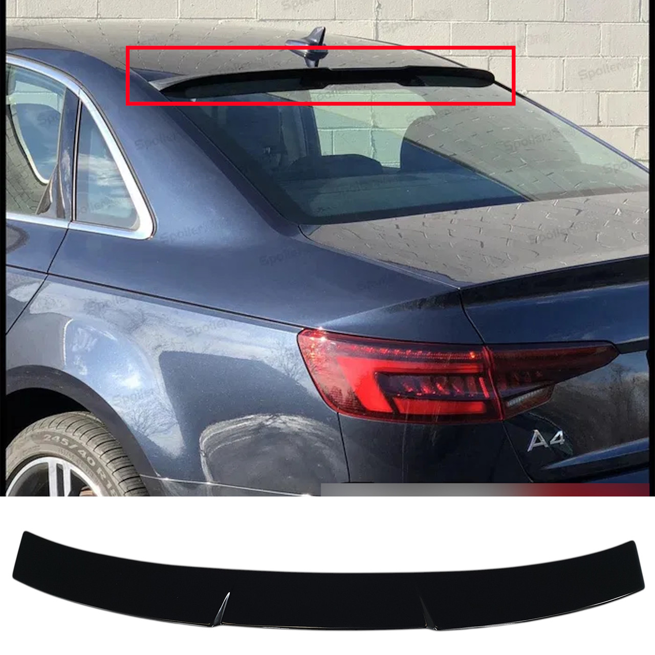 Спойлер Чорний глянець (Бленда на вікно) на Audi A4 B9 2015-2019