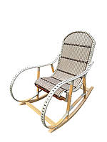 Крісло качалка «Еліт» бежевого кольору із коричневими ободками