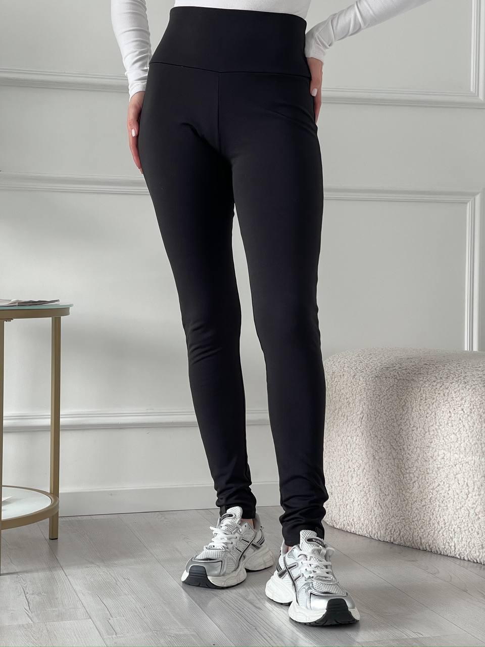 Утеплені жіночі лосини на флісі на високій посадці в чорному кольорі (р. 42-52) 7121165, фото 1