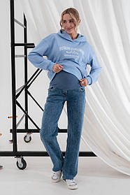Джинси для вагітних прямі straight fit для майбутніх мам з регульованим поясом S (44) Anne Юла Мама синій