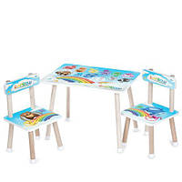 Столик M 501-2 (1шт) 2 стільчика, дерев'яний, тварини, райдуга