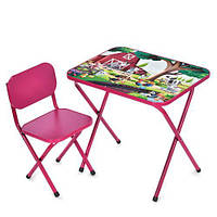 Столик M 5966-8 (1шт) 59,5-44см, 1 стільчик, складний, в кор-ці, 65-55,5-7см, домашні тварини, малина