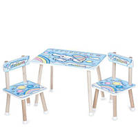 Столик M 501-1 (1шт) 2 стільчика, дерев'яний, цифри, зайчик, KR