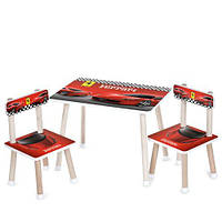 Столик M 501-19 (1шт) 2 стільчика, дерев'яний, червона машина