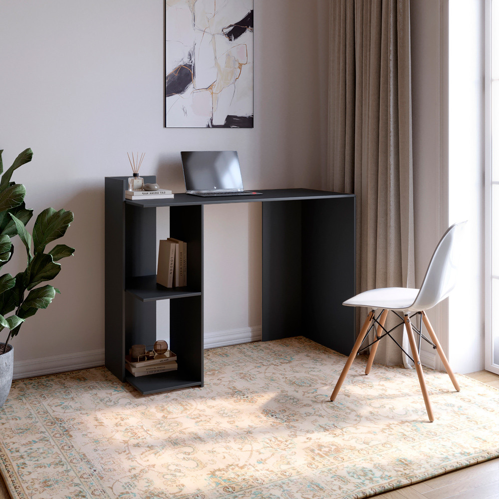 Cтіл комп'ютерний з 2 полицями М-ЗОН Джеко 1200/12 Антрацит (MZN-031021), фото 1