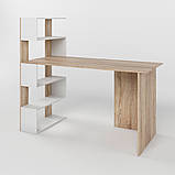 Cтіл комп'ютерний з полицями М-ЗОН Джеко 1416L лівий Сонома/Німфея Альба (MZN-031026), фото 2