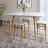 Деревянный раскладной обеденный стол LION Майами-3 Нимфея Альба (белый) 90х60/90х120, фото 2