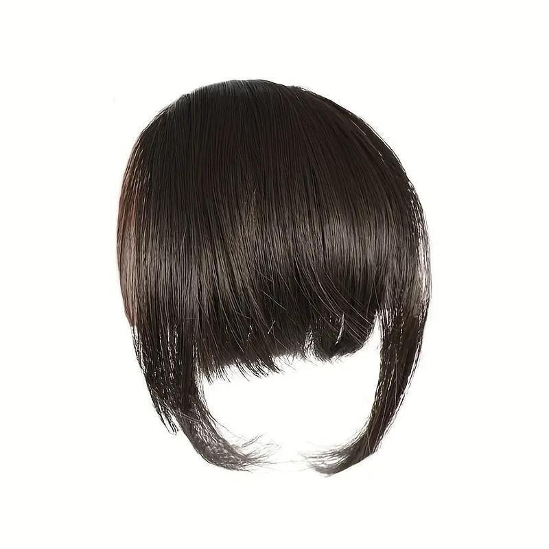 Накладний чубчик з натурального волосся на кліпсах №1B брюнет, фото 1