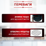 Аерофритюрниця безолійна Rainberg 3800 Вт настільна фритюрниця з чашею 8.5л аерогриль з терморегулятором, фото 5