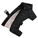 Комбінезон з поясом 40 см (об'єм до 66см) з'ємний капюшон зимовий розм 7 зірки чорний для собак, фото 4