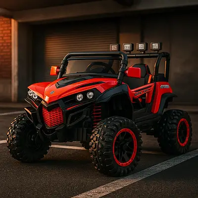 Дитячий повнопривідний електромобіль баггі джип на пульті для вулиці Кондиціонер 4WD Підсвічування звук MP3 Червоний