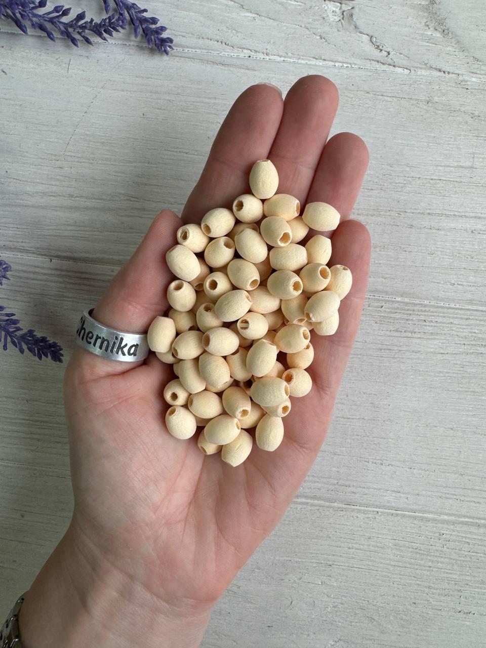 Намистини дерев'яні " Бочонок " , натуральний колір 10 * 8 мм 500 грамів