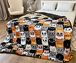 Теплий і пухнастий плед на овчині євророзмір із котиками, фото 4