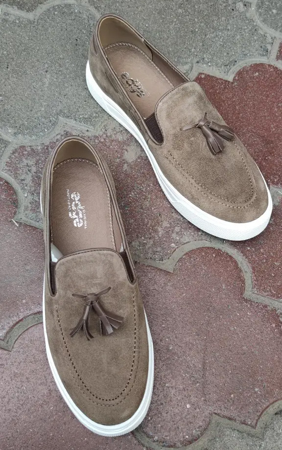 Чоловічі замшеві лофери бежевого кольору Ed-Ge 450, чоловічі мокасини, фото 1