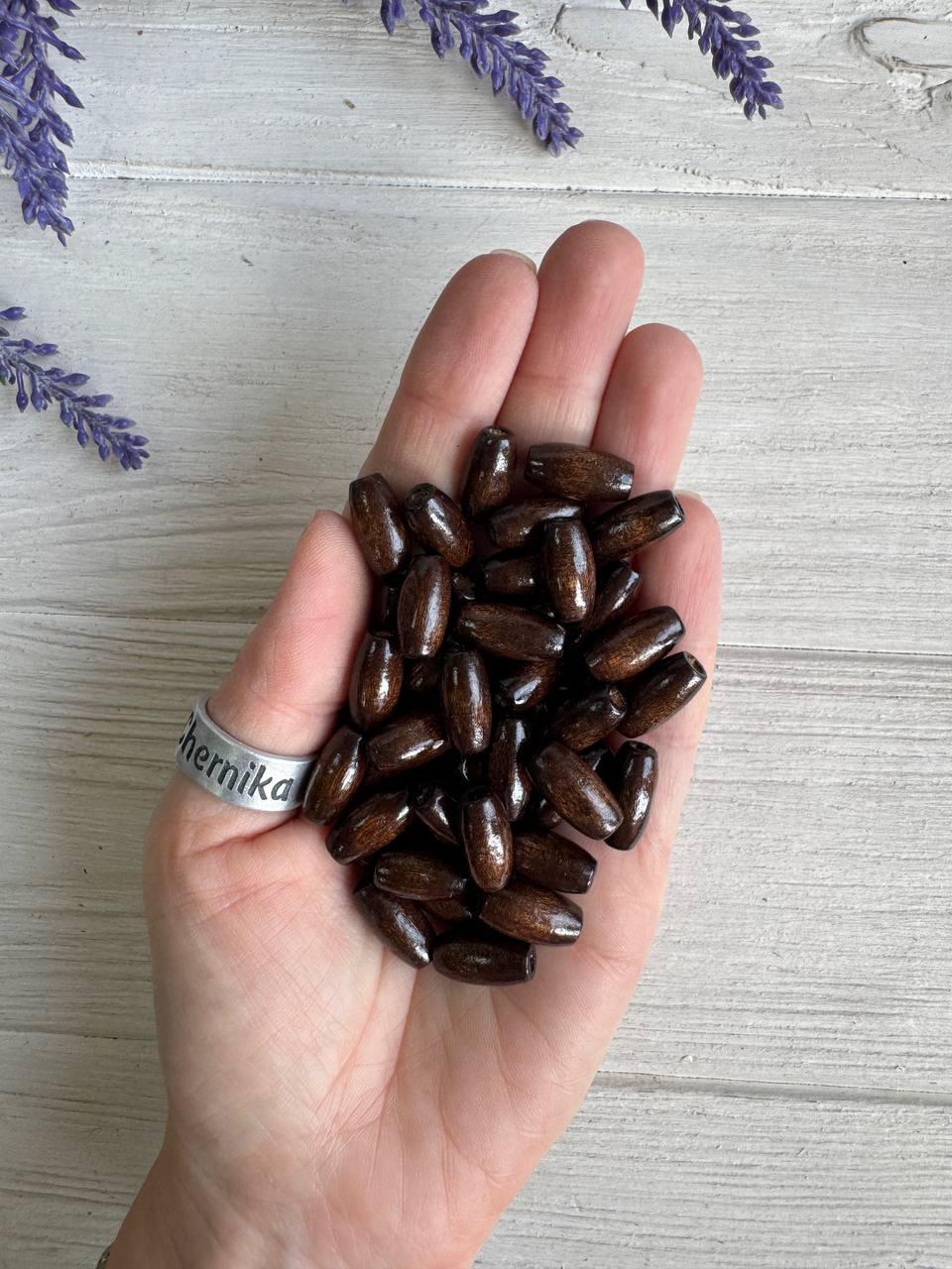 Намистини дерев'яні " Овальні " 15 * 7 мм коричневі 500 грамів