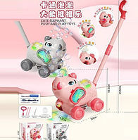 Каталка з мильними бульбашками   "Слоник" живлення від акумулятора 8523  2 кольори,, акумулятор 3.7 V,