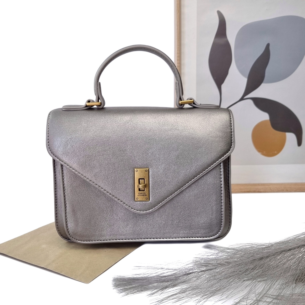 Жіноча сумка через плече крос-боді екошкіра сріблястий Арт.CM7520 silver DavidJones Французька