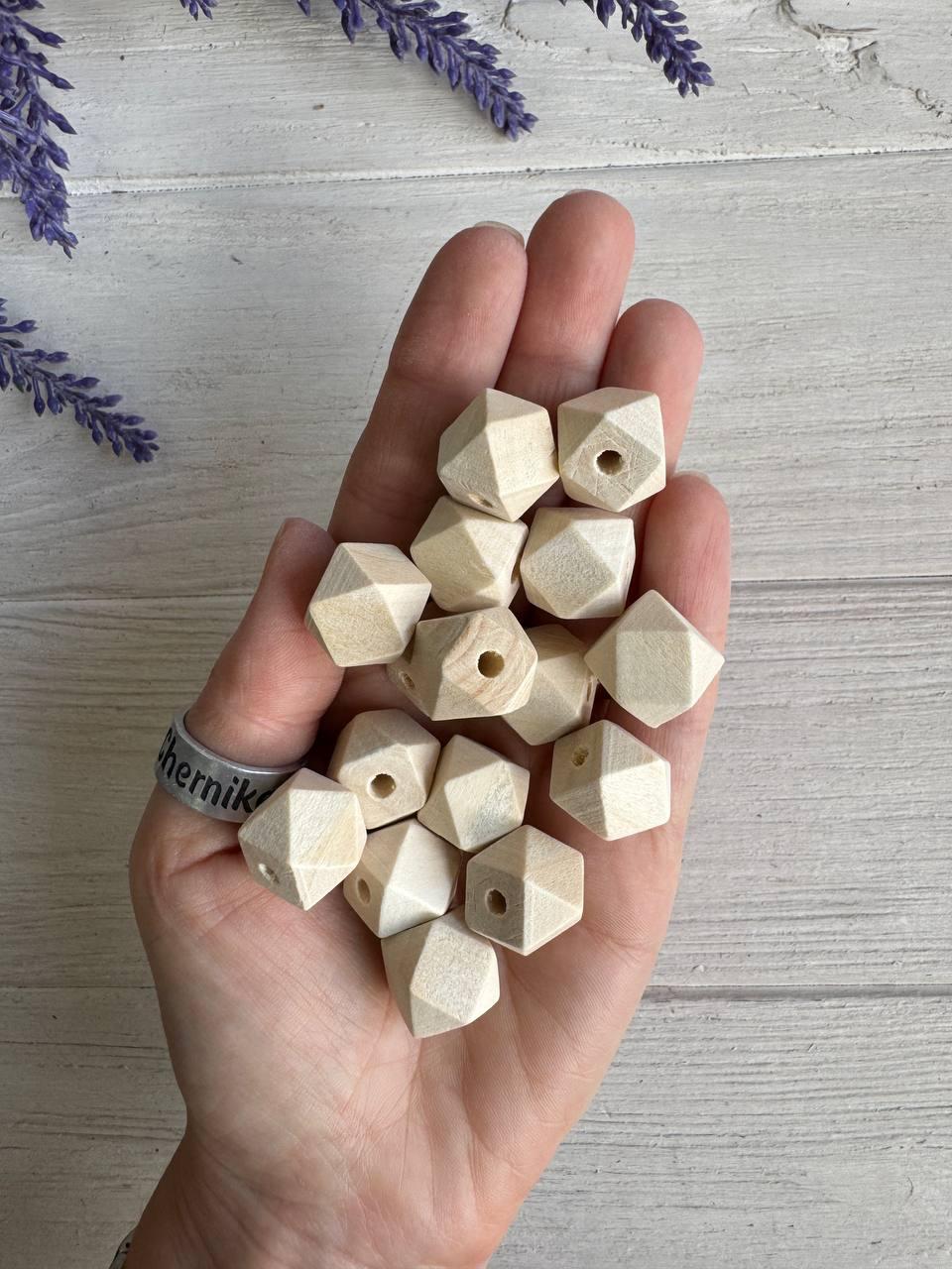 Намистини дерев'яні куб, 14 мм натуральний колір 500 грамів