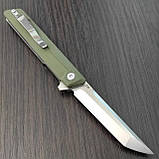 Ніж складний Tanto Green на підшипнику, сталь D2, G10 олива, фото 8