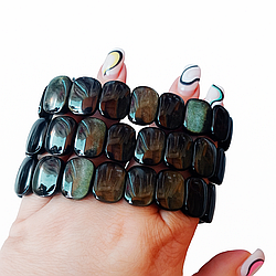 Обсидіан золотий 14*18 браслет, 0158ТО