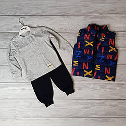 Спортивний костюм кофта сіра + штани з манжетом у чорному кольорі на 3 і 4 роки