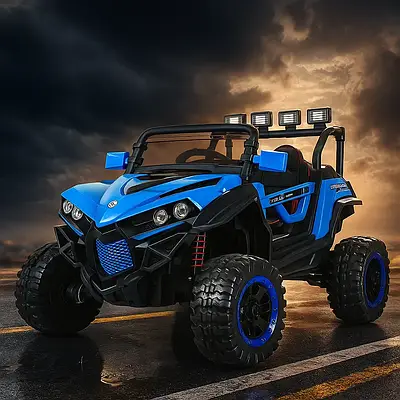 Дитячий повнопривідний електромобіль баггі джип на пульті для вулиці Кондиціонер 4WD Підсвічування і звук MP3 Синій