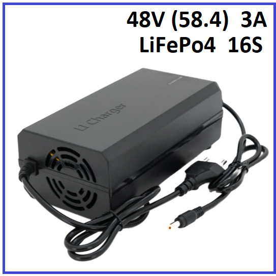 Зарядний пристрій Voltronic для LiFePo4 48V (58.4) 16S до 3A штекер 5.5х2.5, фото 1
