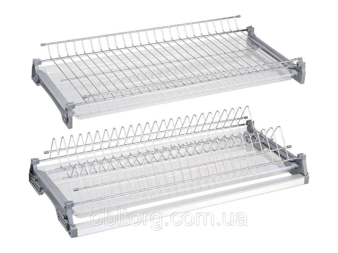 Сушка для посуду фасад 600мм REJS хром (2 полиці, 2 піддона, 1 рамка та 4 кріплення), фото 1