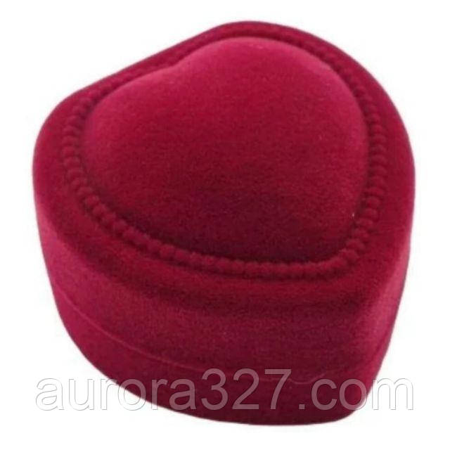 Футляр для кільця Серце опукле бордовий, фото 1