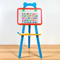 Мольберт дитячий двосторонній магнітний дошка для малювання для магнітів крейди маркерів з укр-англ буквами