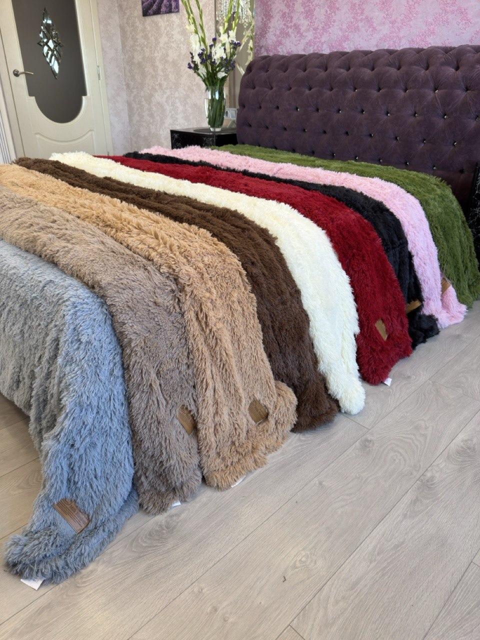 Хутряне покривало травичка з довгим ворсом 210*230, фото 1