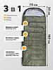 Спальний мішок зимовий (спальник) ковдра з капюшоном E-Tac W-170T Normal Green, фото 2