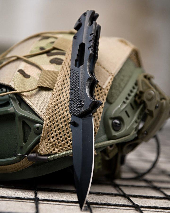 Ніж викидний total black РП7333, фото 1