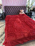 Хутряне Покривало Травичка червоне 210*230 з довгим ворсом, фото 2